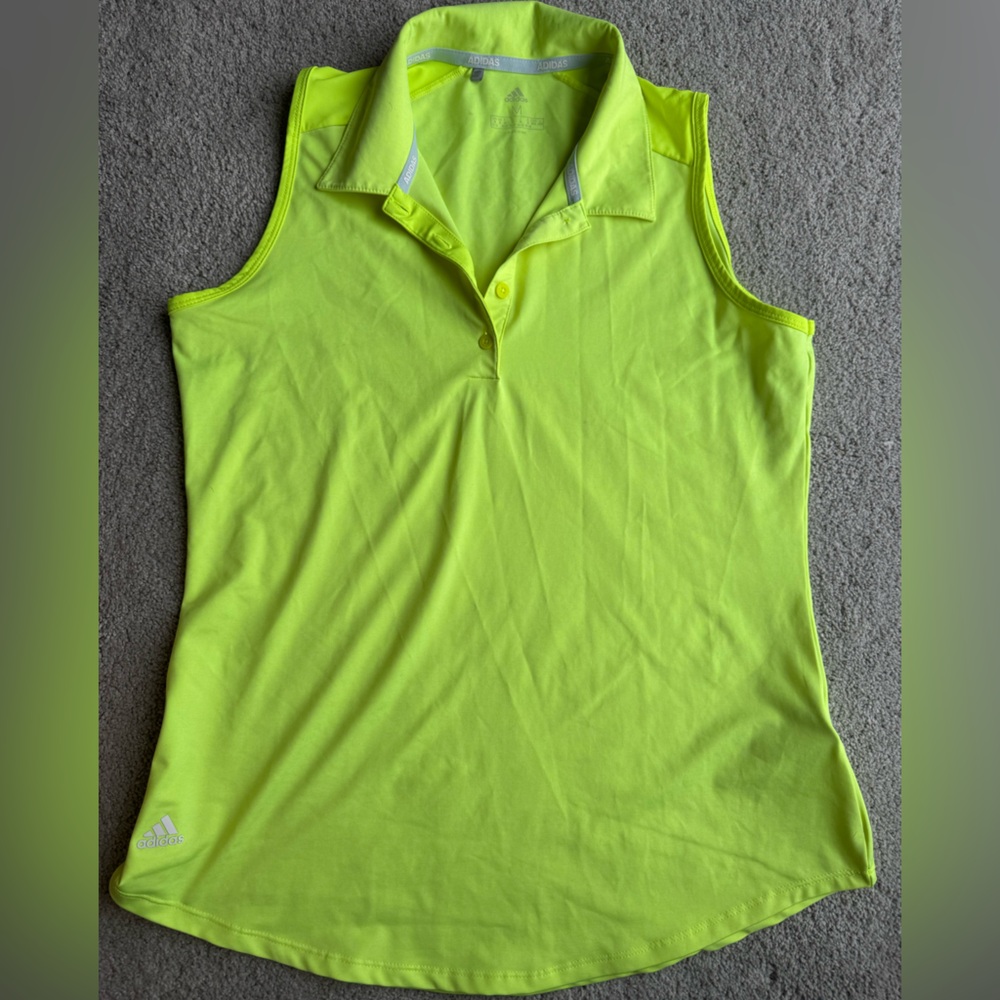 Adidas Women's Neon Yellow Golf Sleeveless Polo Top